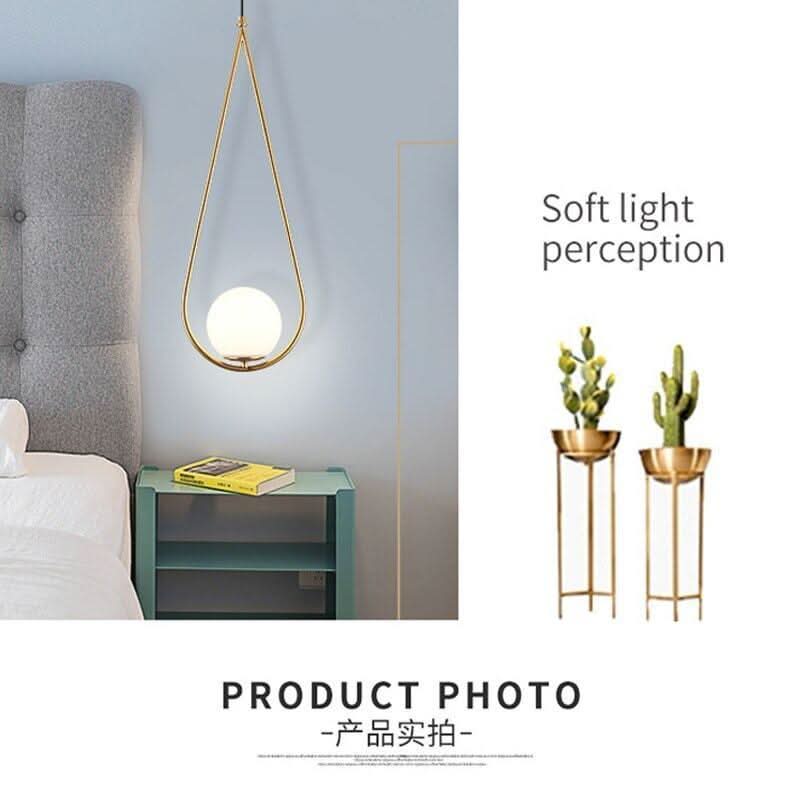 Nordic Modern Glass Ball Pendant Lights Vintage Hoop Led Hanging Lamp For Living Room Restaurant Lamp E27 Light Bulb Gold | Designix - 0 - https://designix.fr/