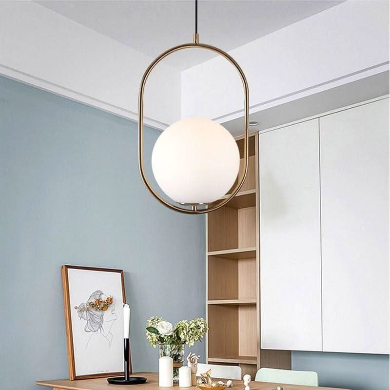 Nordic Modern Glass Ball Pendant Lights Vintage Hoop Led Hanging Lamp For Living Room Restaurant Lamp E27 Light Bulb Gold | Designix - 0 - https://designix.fr/