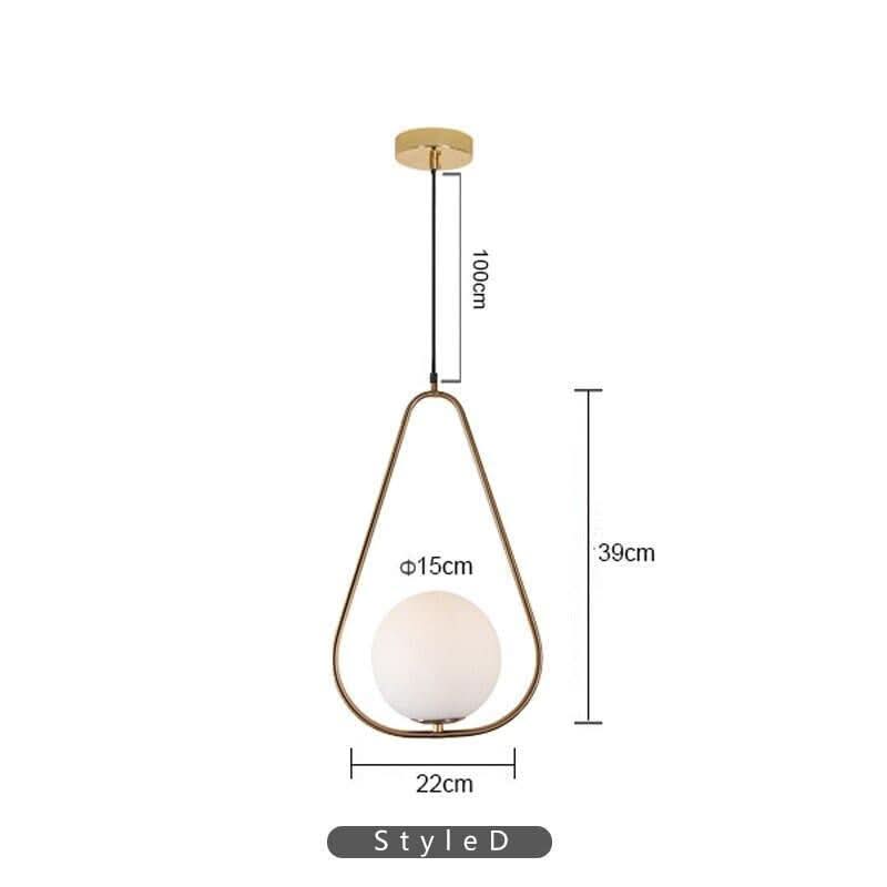 Nordic Modern Glass Ball Pendant Lights Vintage Hoop Led Hanging Lamp For Living Room Restaurant Lamp E27 Light Bulb Gold | Designix - 0 pendant lights D China Golden|Cold White - https://designix.fr/