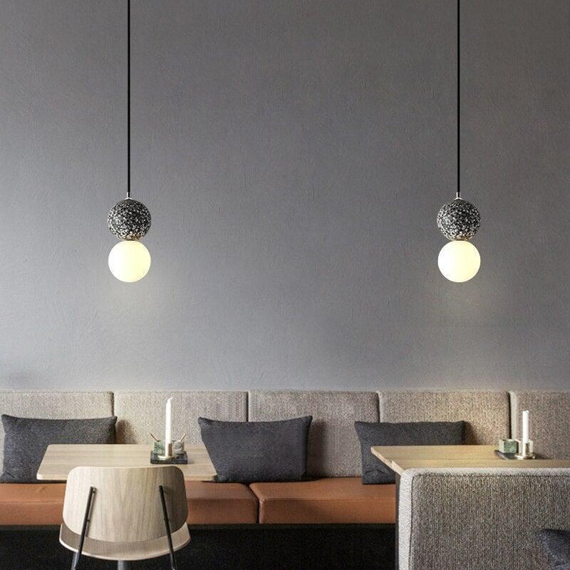 Pendentif Bois Verre Ciment | Ulmo - Designix Suspension luminaire Blanc Blanc Chaud