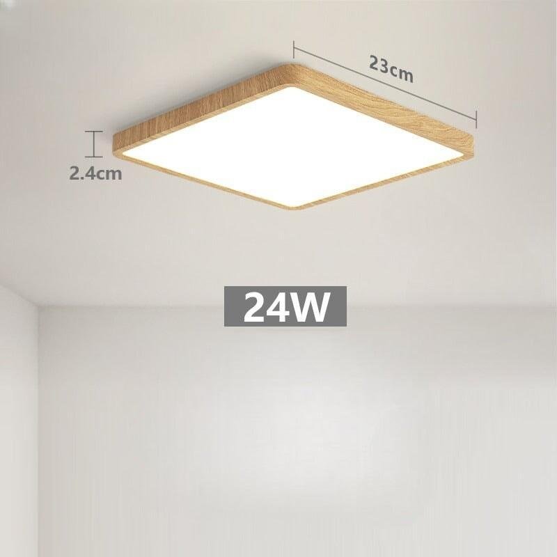 Plafonnier Led Carré | Halo Sculpt - Designix Plafonnier Bois | 23cm | 24W Blanc Chaud