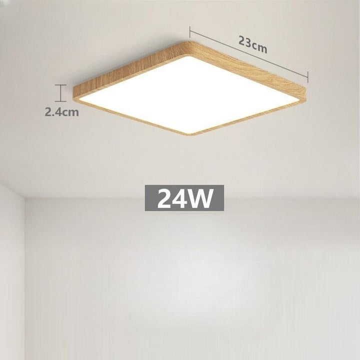 Plafonnier Led Carré | Halo Sculpt - Designix Plafonnier Bois | 23cm | 24W Blanc Chaud