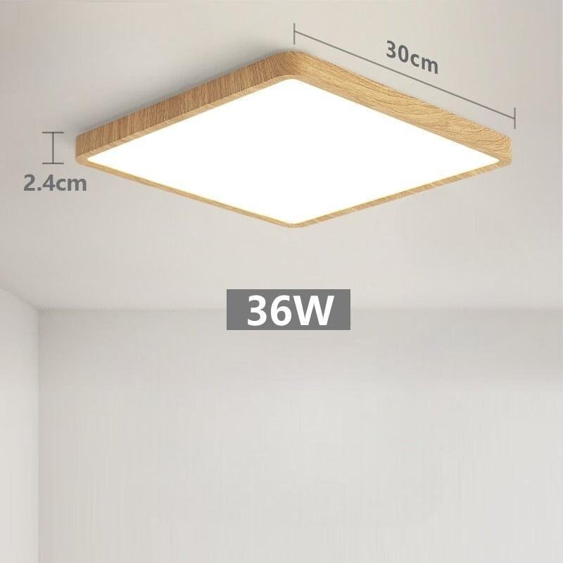 Plafonnier Led Carré | Halo Sculpt - Designix Plafonnier Bois | 30cm | 36W Blanc Chaud