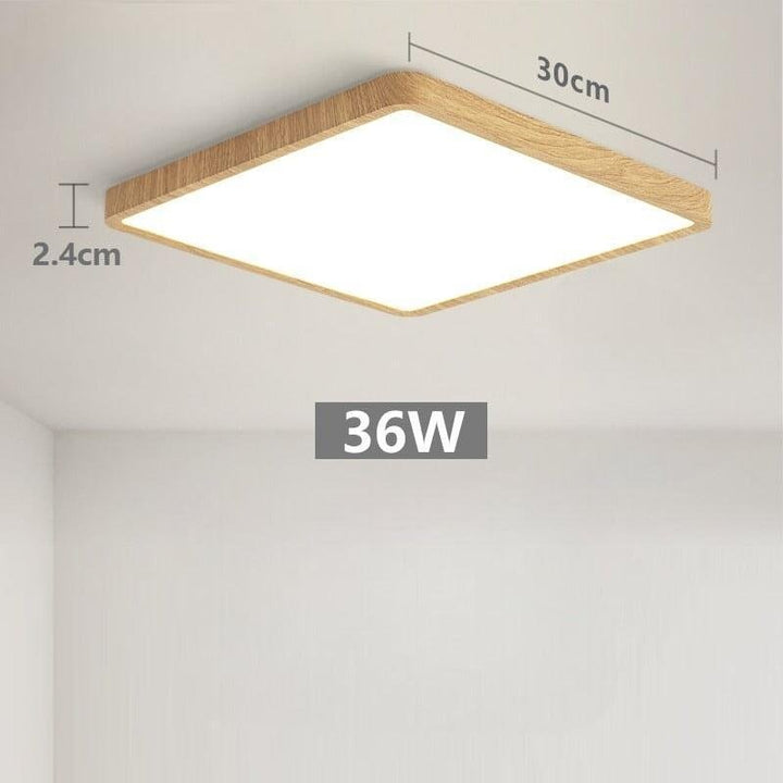Plafonnier Led Carré | Halo Sculpt - Designix Plafonnier Bois | 30cm | 36W Blanc Chaud