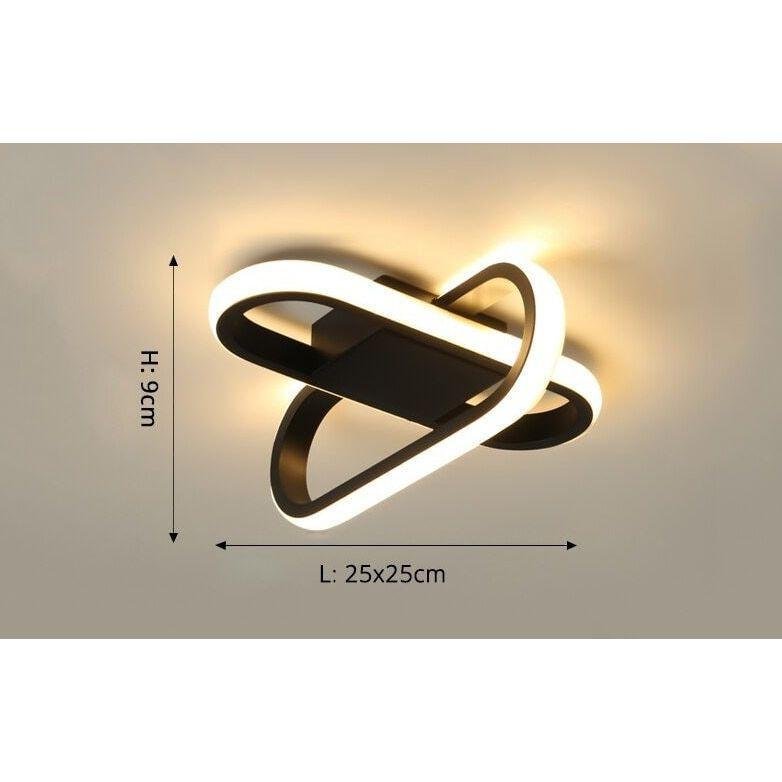 Plafonnier Original Moderne | Équilibre Luminex - Designix Plafonnier Anneaux | Noir | 25x25x9 cm Lumière Variable