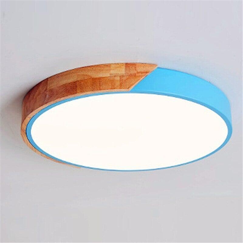 Plafonnier Rond Bois Design | Vif - Designix Plafonnier Bleu 23cm | 12W Blanc Neutre