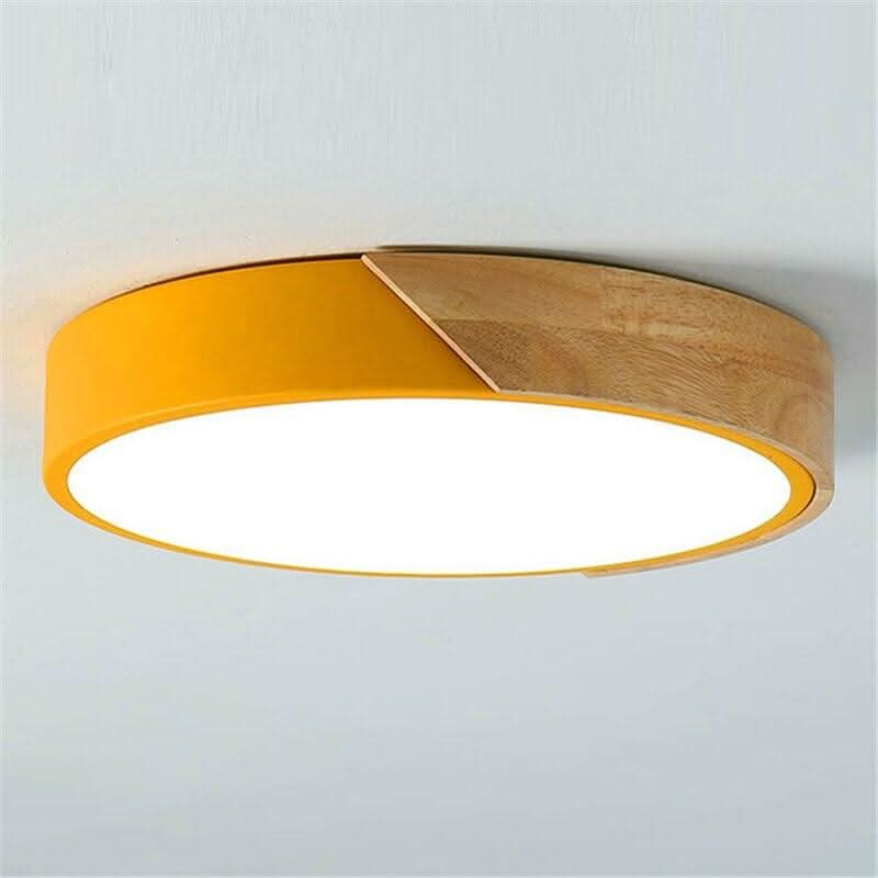 Plafonnier Rond Bois Design | Vif - Designix Plafonnier Jaune 23cm | 12W Blanc Neutre