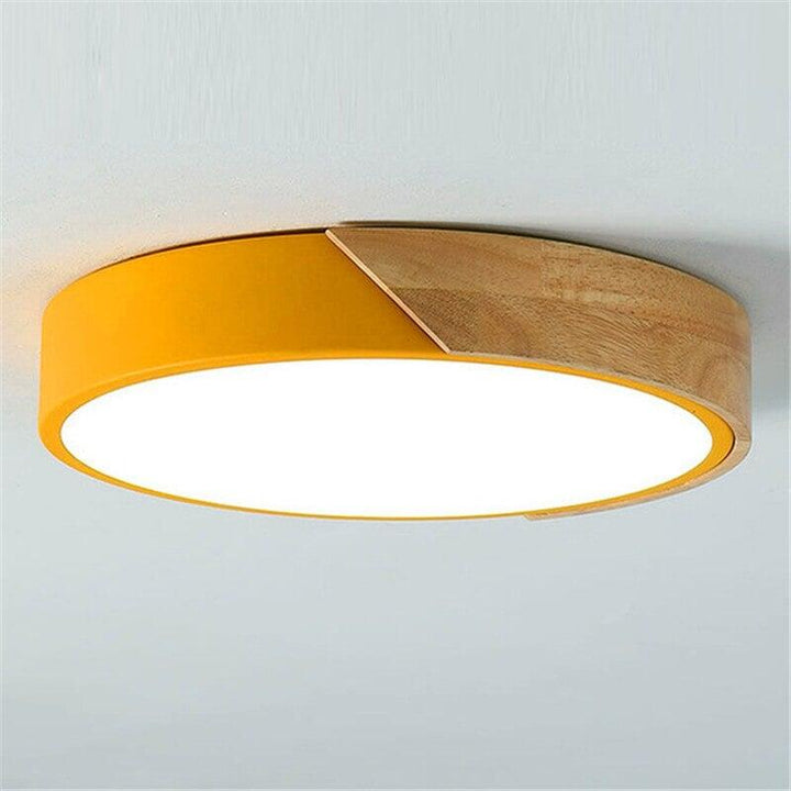 Plafonnier Rond Bois Design | Vif - Designix Plafonnier Jaune 23cm | 12W Blanc Neutre