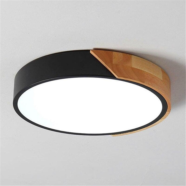 Plafonnier Rond Bois Design | Vif - Designix Plafonnier Noir 23cm | 12W Blanc Neutre