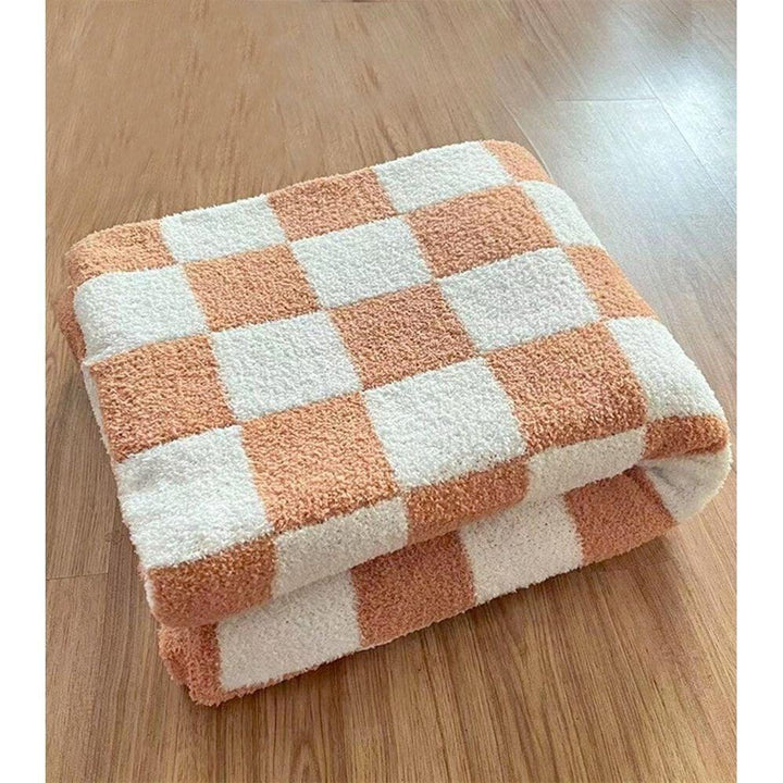 Plaid à Carreaux | Laine Douillette - Designix Plaid Blanc & Beige