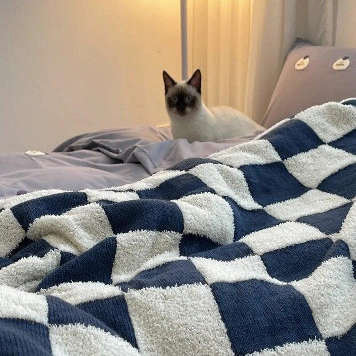 Plaid à Carreaux | Laine Douillette - Designix Plaid Noir & Blanc