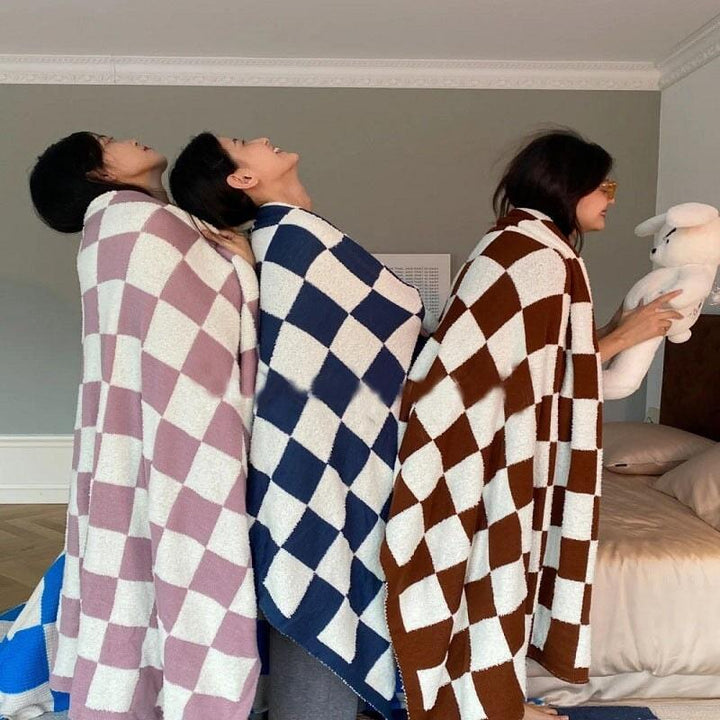 Plaid à Carreaux | Laine Douillette - Designix Plaid Noir & Blanc