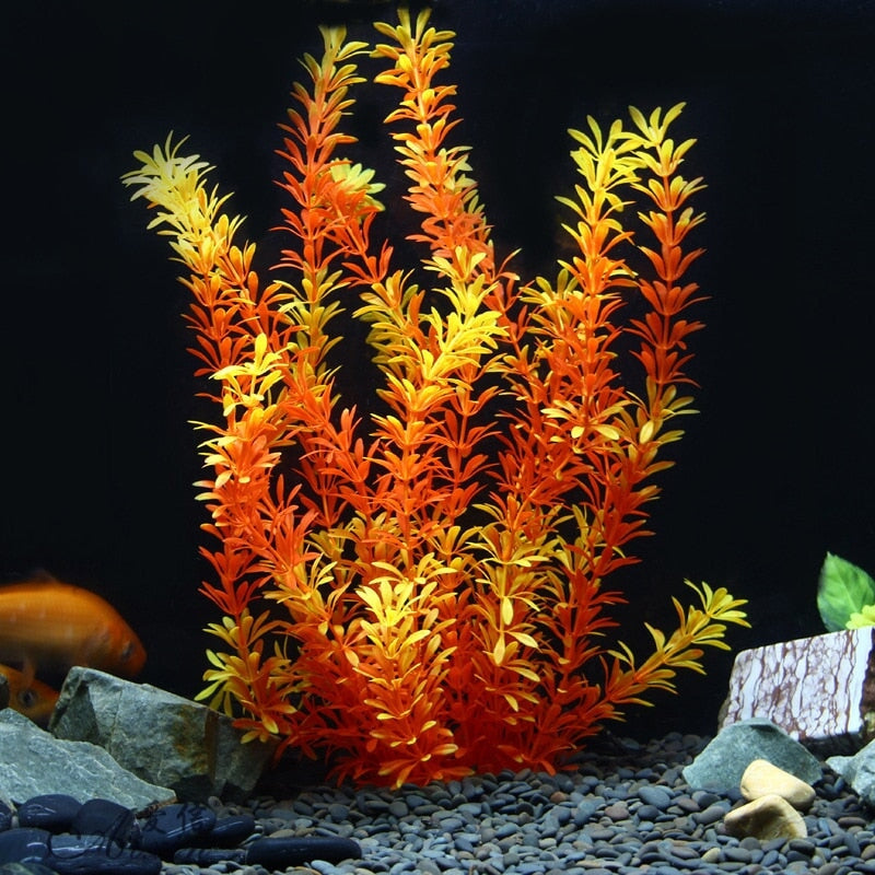Plante Artificielle Aquarium | Mauvaises Herbes | Designix - Plante artificielle 40cm Orange  - https://designix.fr/