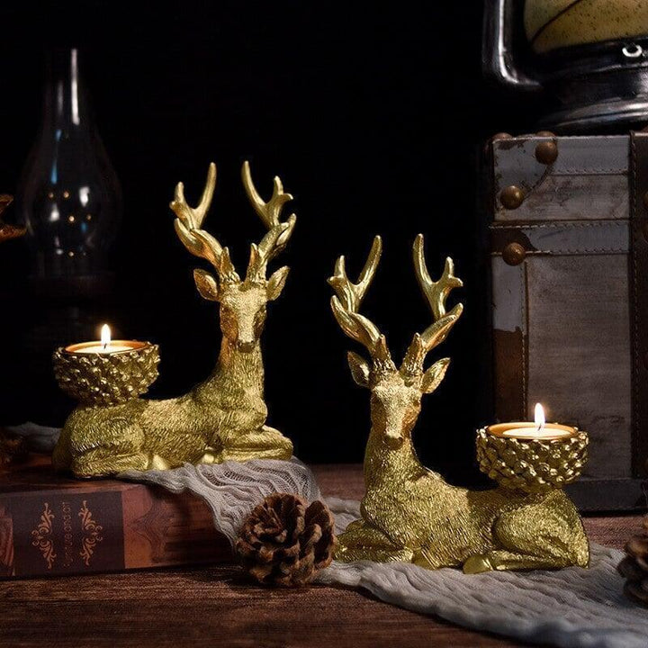 Porte - Bougies Cerf Doré | Rocher - Designix Bougeoirs Doré