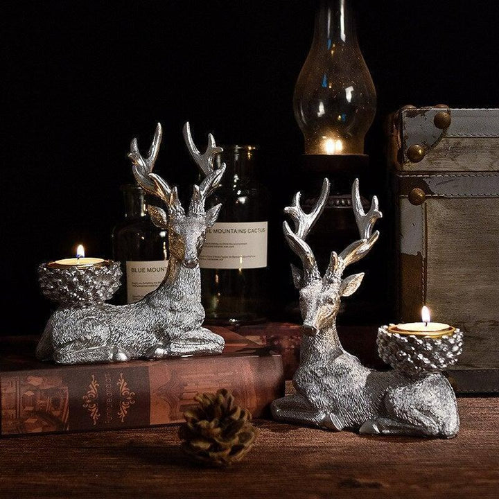 Porte - Bougies Cerf Doré | Rocher - Designix Bougeoirs Doré