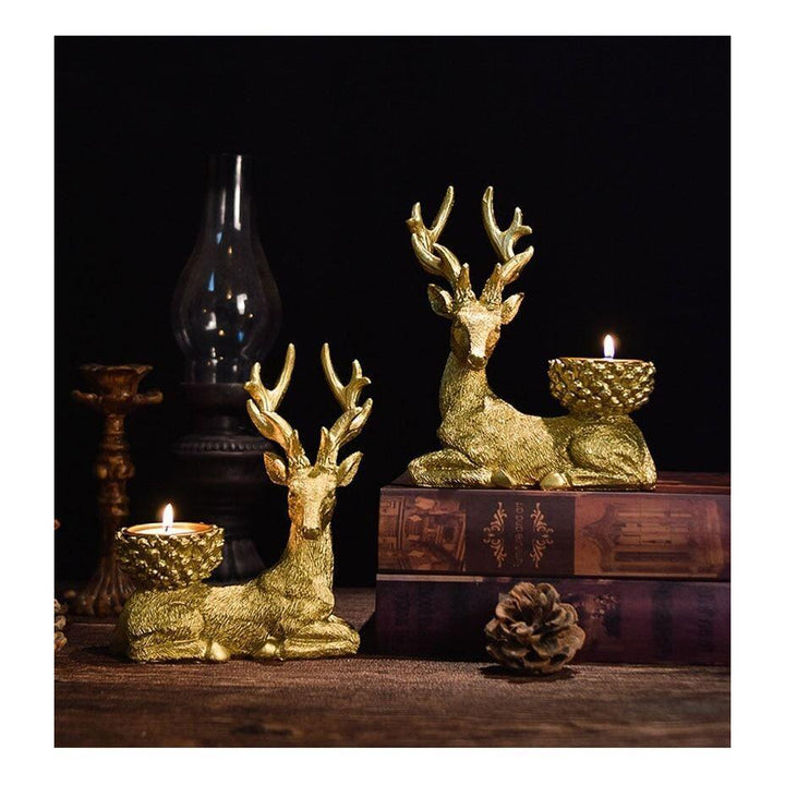 Porte - Bougies Cerf Doré | Rocher - Designix Bougeoirs Doré