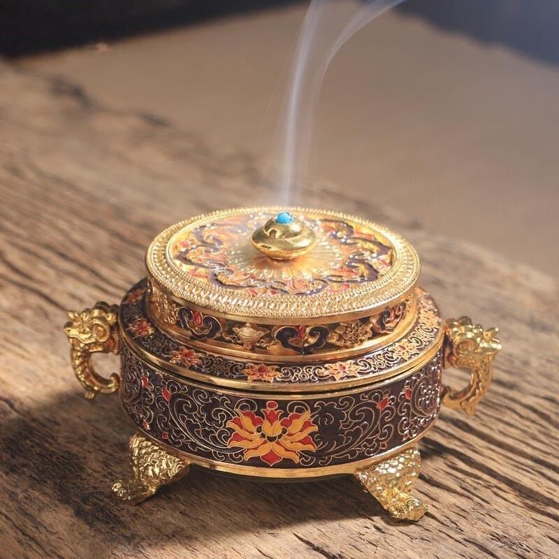 Porte Encens Tibétain | Arôme Subtil - Designix Porte encens Bleu | 7 x 10.6 cm