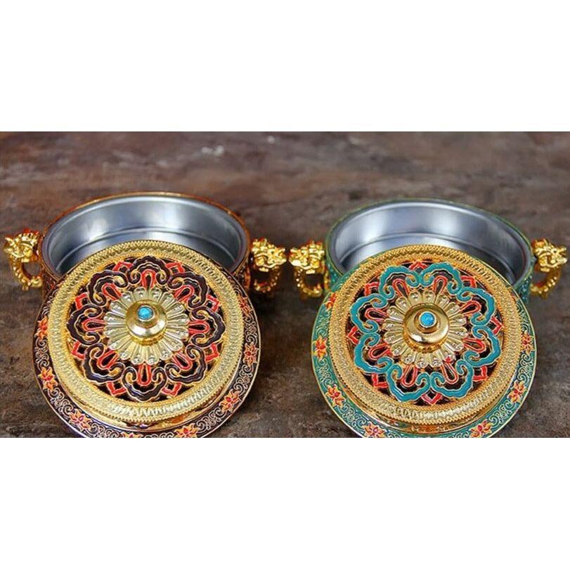 Porte Encens Tibétain | Arôme Subtil - Designix Porte encens Bleu | 7 x 10.6 cm