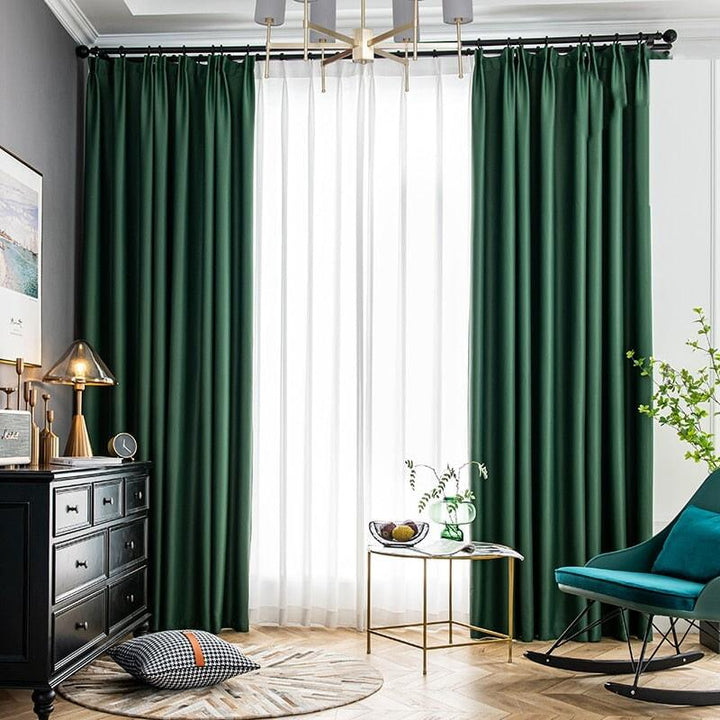 Rideau Élégant Isolation Thermique Vert | Mise - Designix Rideau Vert Foncé 60xL125cm 1pc Anneaux