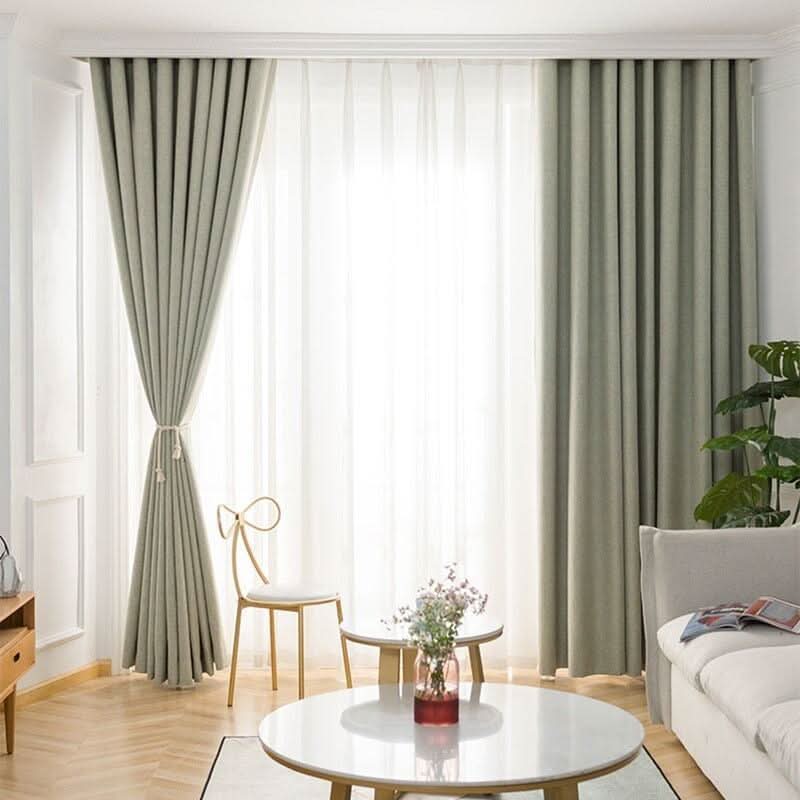 Rideau en Lin | Étoffe Élégante - Designix Rideau Vert 100x200cm