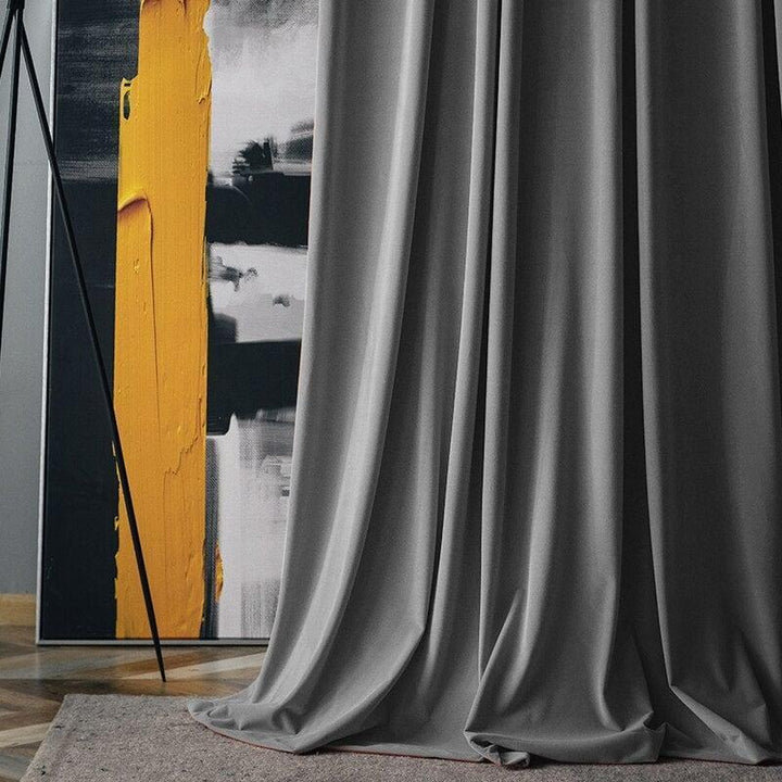 Rideau en Velours Occultant - Designix Rideau Gris foncé 100x245cm