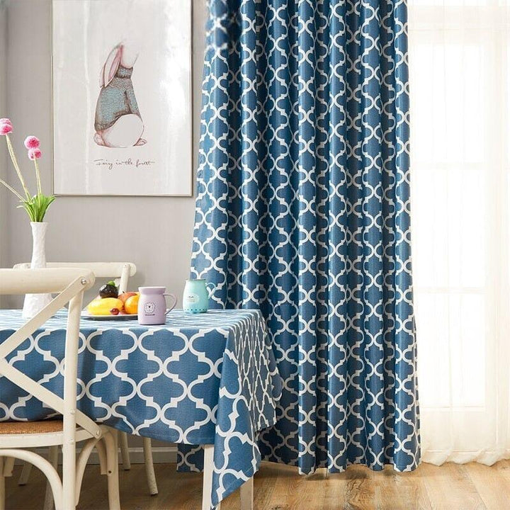 Rideau Occultant Imprimé | Tulle Brillant - Designix Rideau Bleu 100cm x 250cm