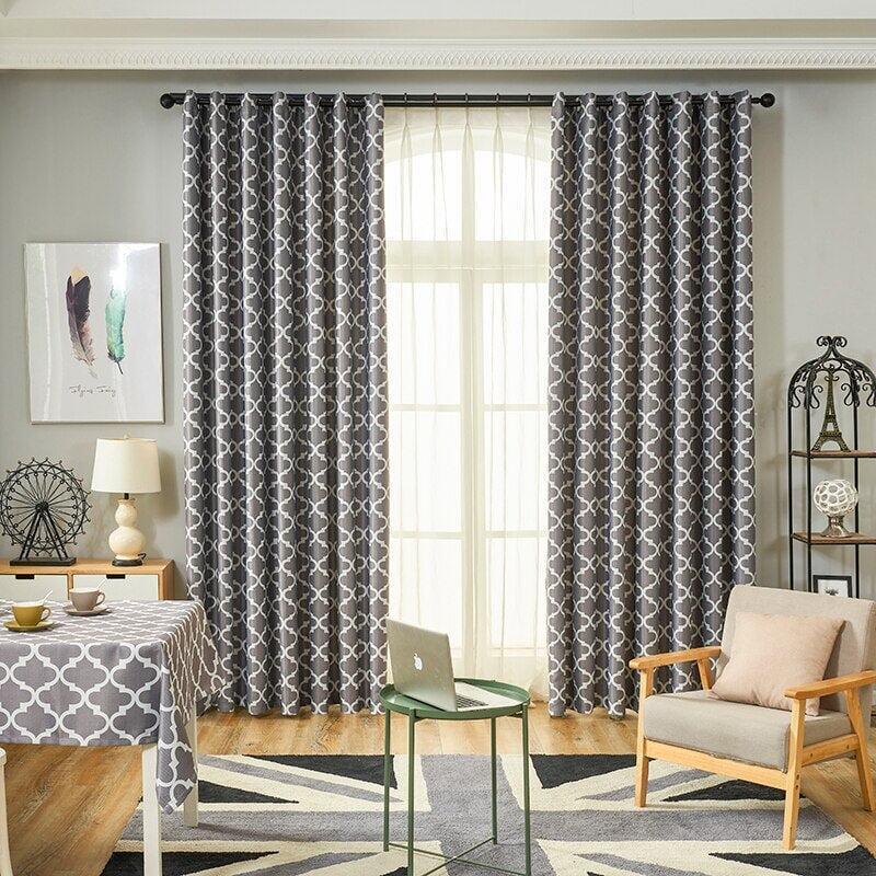 Rideau Occultant Imprimé | Tulle Brillant - Designix Rideau Gris 100cm x 250cm