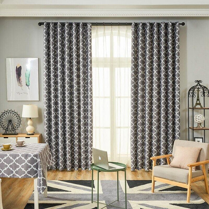 Rideau Occultant Imprimé | Tulle Brillant - Designix Rideau Gris 100cm x 250cm