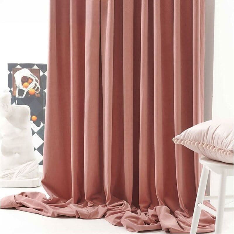Rideau Occultant Rose en Velours
