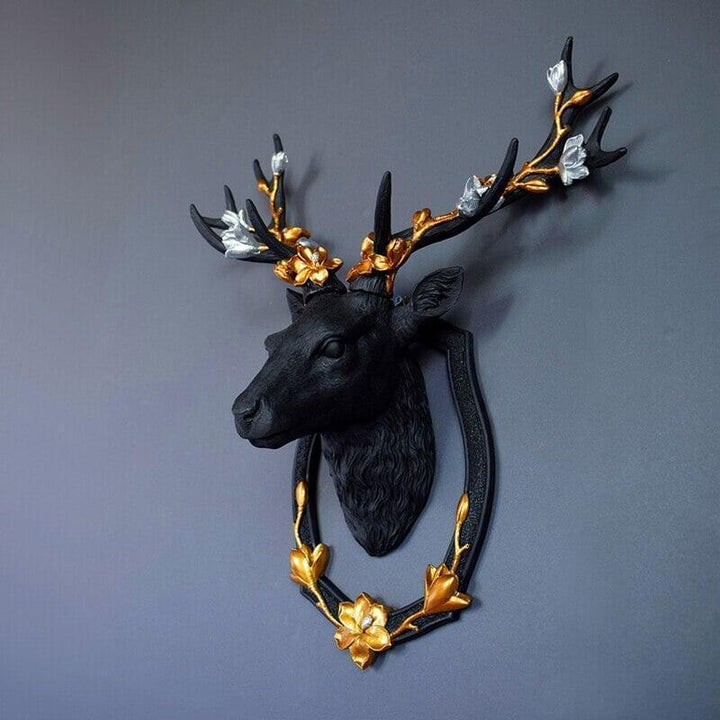 Sculpture Cerf Abstraite 3D | Naut - Designix Tête d'animaux Noir