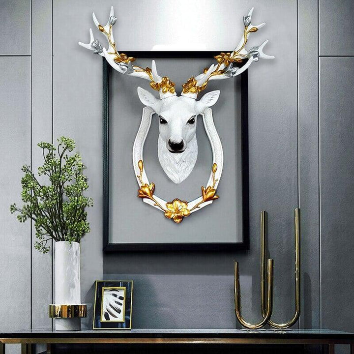Sculpture Cerf Abstraite 3D | Naut - Designix Tête d'animaux Orange