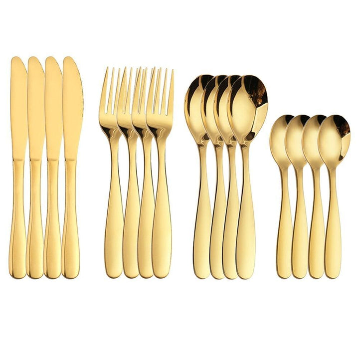 Service de Vaisselle | Radiance - Designix Couverts de table 16 Couverts | Or