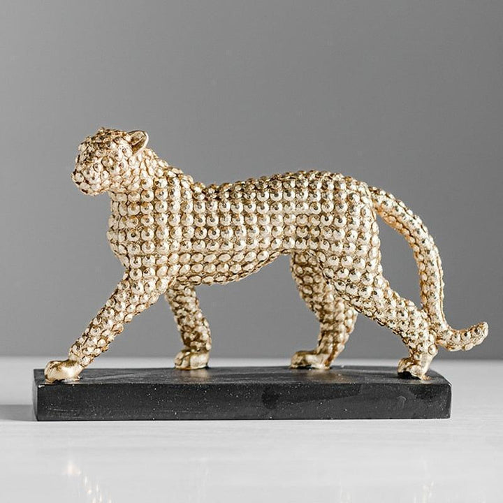 "Statuette Léopard Résine Dorée" | Designix - 2222 - https://designix.fr/