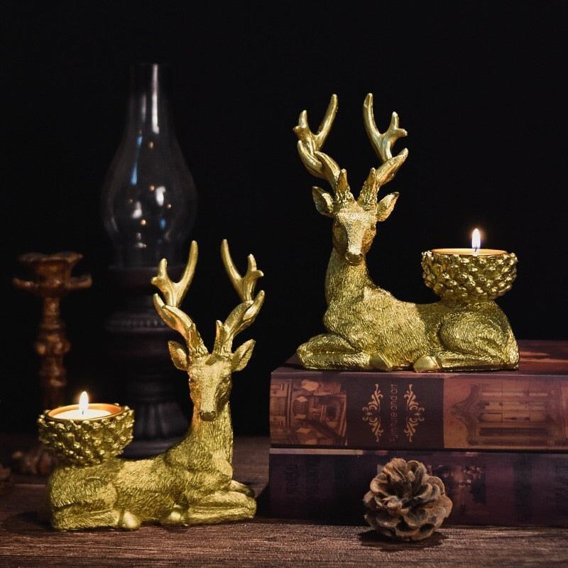 "Porte-Bougies Cerf Doré" | Designix - 2222 - https://designix.fr/
