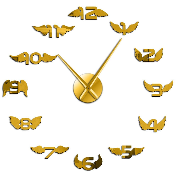 Sticker Mural Horloge | Ailes d'Ange | Designix - Stickers Muraux Or Moyenne  - https://designix.fr/