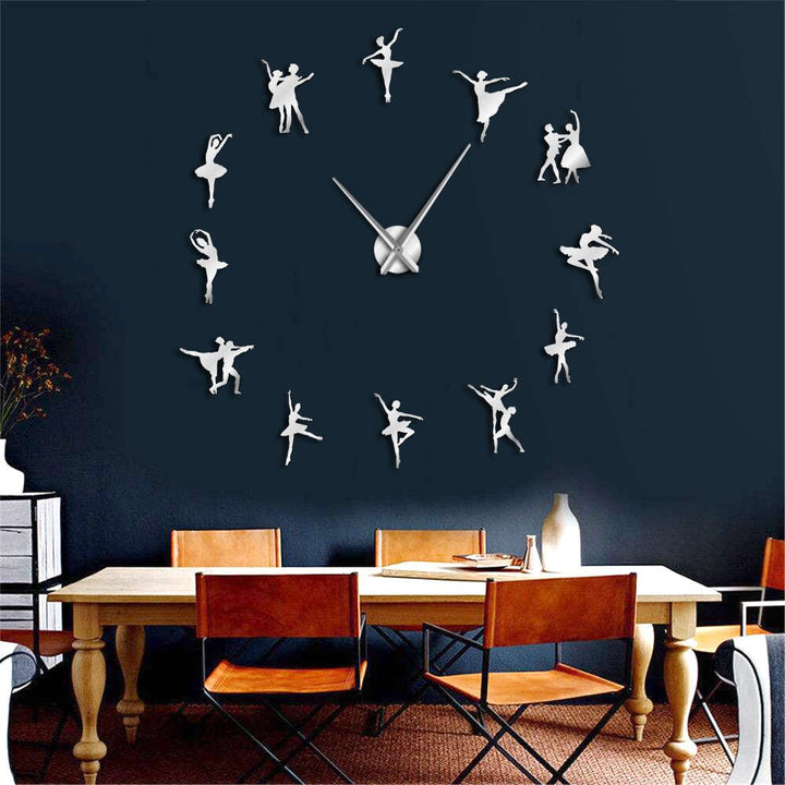 Sticker Mural Horloge | Danseur de Ballet | Designix - Stickers Muraux Argent Moyenne  - https://designix.fr/