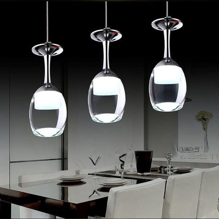 Suspension Luminaire Verre à Vin | Esprit Vinicole - Designix Suspension luminaire Argent 1 verre Blanc Froid (6000 - 6500K)