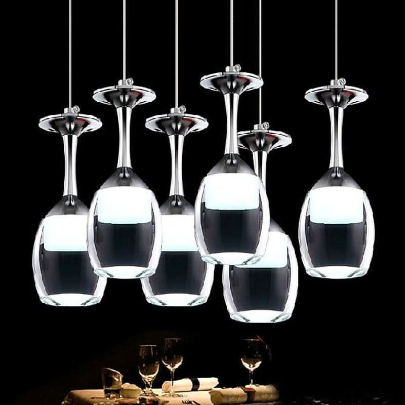 Suspension Luminaire Verre à Vin | Esprit Vinicole - Designix Suspension luminaire Argent 1 verre Blanc Froid (6000 - 6500K)