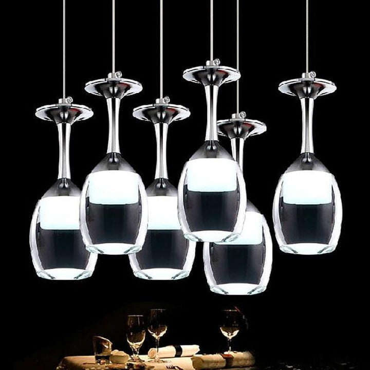 Suspension Luminaire Verre à Vin | Esprit Vinicole - Designix Suspension luminaire Argent 1 verre Blanc Froid (6000 - 6500K)