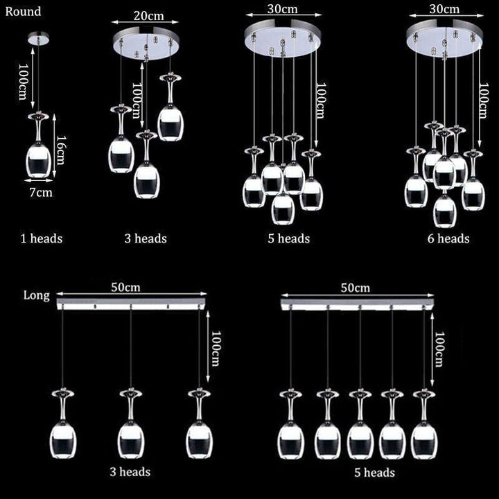 Suspension Luminaire Verre à Vin | Esprit Vinicole - Designix Suspension luminaire Argent 1 verre Blanc Froid (6000 - 6500K)