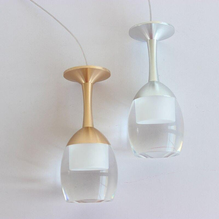 Suspension Luminaire Verre à Vin | Esprit Vinicole - Designix Suspension luminaire Argent 3 verres barre Blanc Froid (6000 - 6500K)