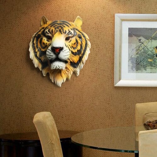 Tete d'animaux Tiger Head Statue Room Home Decor Decoration Accessories Animal Hanging Wall Mural Pendant Bar Living Room Escultura Sculpture | Designix - 0    - https://designix.fr/