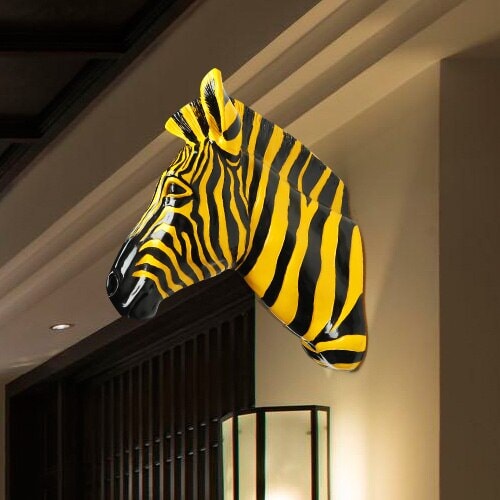 Tete d'animaux Zebra Head Statue Sculpture Home Decoration Accessories Furnishing Animal Spot Horse Pendant Wall Above The Mural Decorations | Designix - 0    - https://designix.fr/