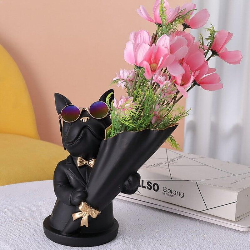 Vase Home Decor,Figurine Miniature,French Bulldog,Sculpture,Desktop Flower Vase,Table Decoration,Modern,Living Room,Decorative Statue | Designix - 0    - https://designix.fr/