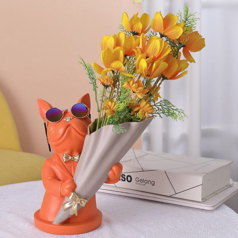 Vase Home Decor,Figurine Miniature,French Bulldog,Sculpture,Desktop Flower Vase,Table Decoration,Modern,Living Room,Decorative Statue | Designix - 0    - https://designix.fr/
