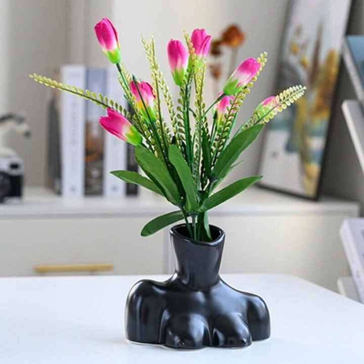 Vase Moderne Fleurs Artificielles | Sol - Designix Vase Blanc | Petit Buste