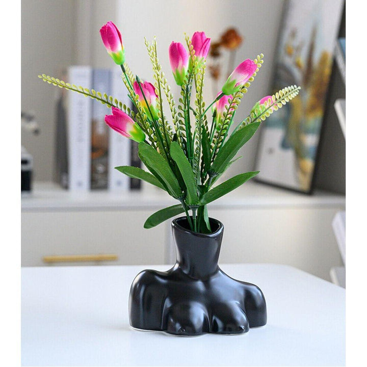 Vase Moderne Fleurs Artificielles | Sol - Designix Vase Noir | Petit Buste