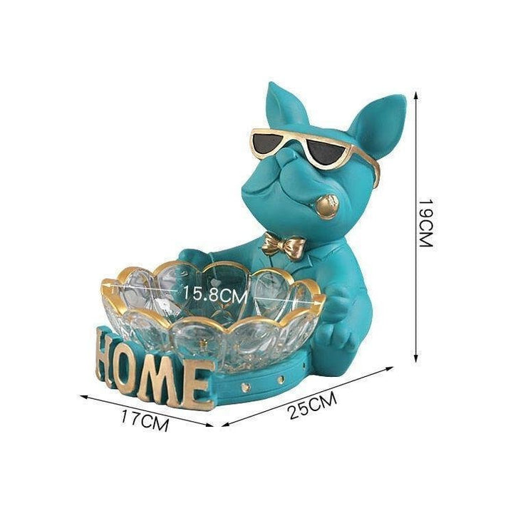 Vide Poche Design Bouledogue | Buster - Designix Vide poche Bleu Plateau rond