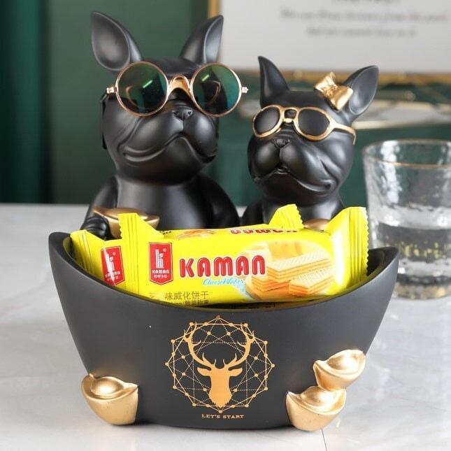 Vide Poche Design Bouledogue | Butch - Designix Vide poche Noir