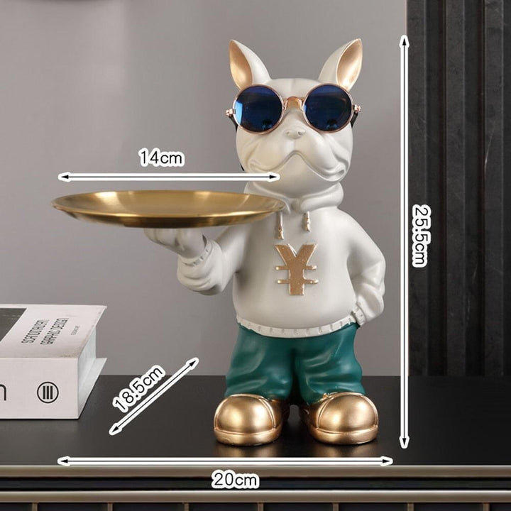 Vide Poche Design Bouledogue | Gills - Designix Vide poche Gris Vert